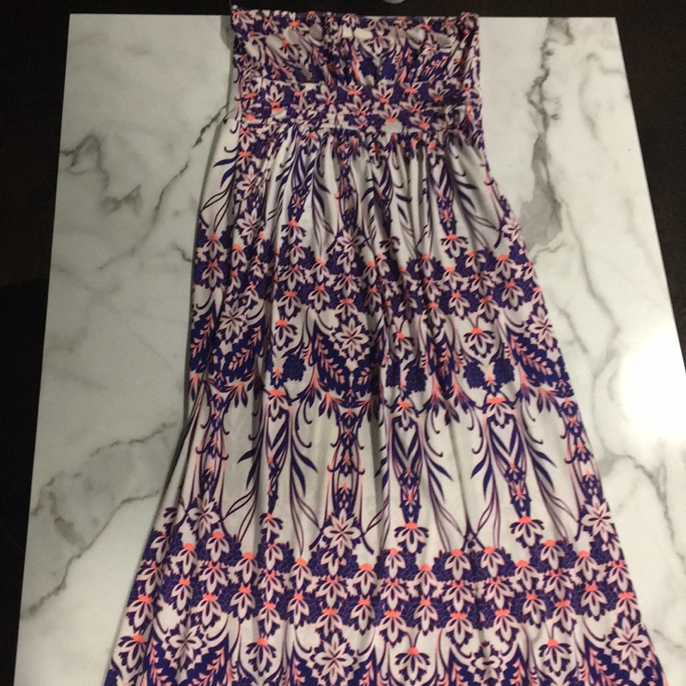 Strapless printed maxi dress